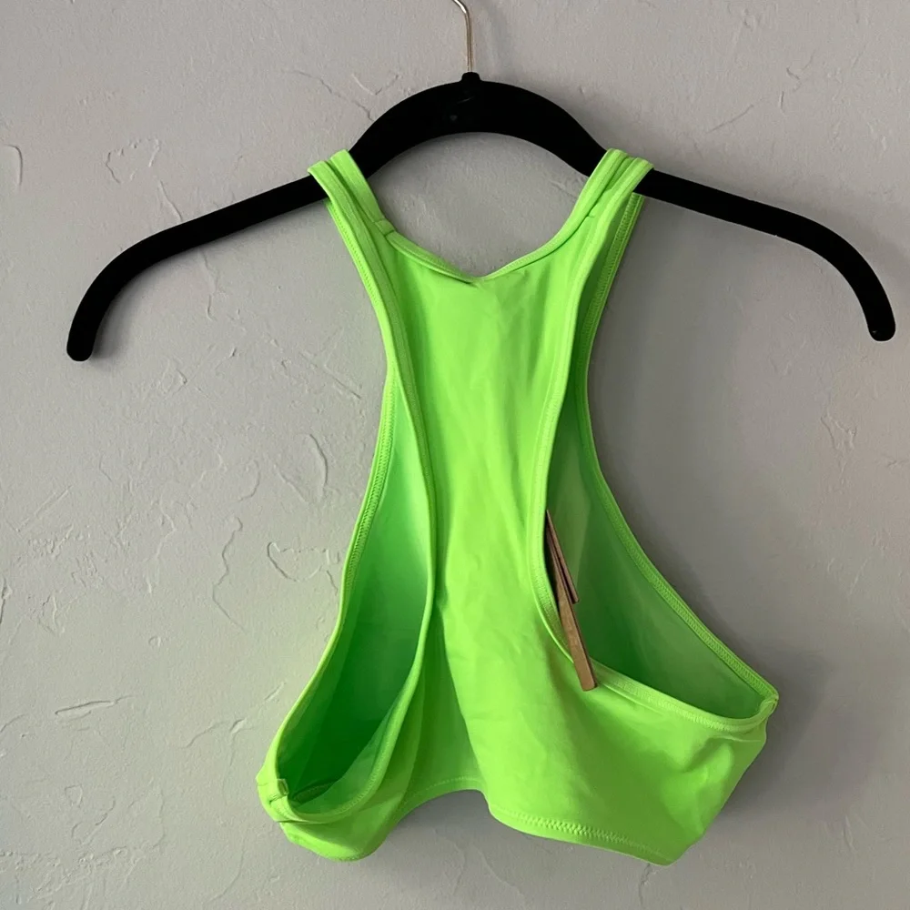 💚SKIMS SWIM HIGH NECK RACERBACK  BIKINI TOP IN NEON GREEN XXS XS M